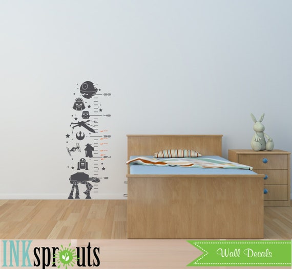 Star Wars Inspired Grow Chart Decal, Child Growth Chart, Mandalorian, The force is strong, Starwars, Rocket, Outerspace,  Nursery decals