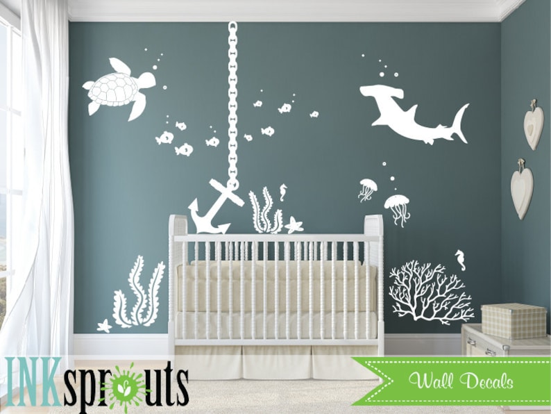 Under the Sea Decal Anchor Nautical Decal Set Ocean Friends Etsy
