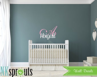 Custom Name Decal, Monogram, Princess decal, Girls room, Baby's Name, Classic, Simple, Modern Nursery, Nursery decals, Baby Decals