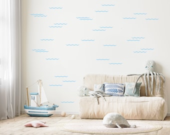 Water Wave Pattern Decal, Under the sea, Ocean waves, Surf decal, Wallpaper substitution,  Modern Decal, Nursery decals, Baby room