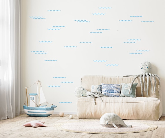 Water Wave Pattern Decal, Under the sea, Ocean waves, Surf decal, Wallpaper substitution,  Modern Decal, Nursery decals, Baby room