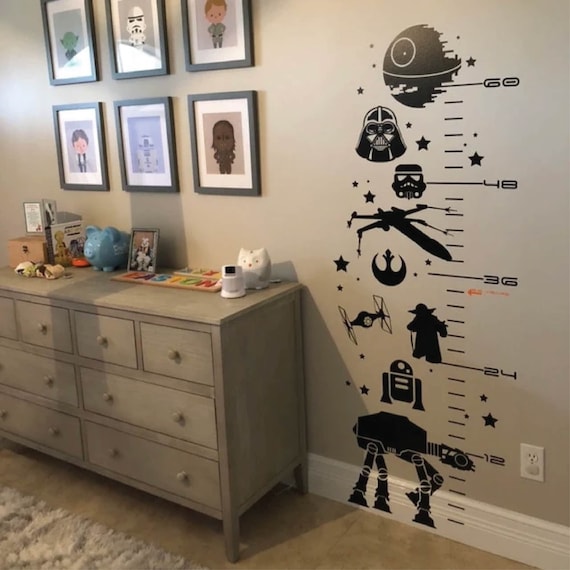 Star Wars Inspired Grow Chart Decal, Child Growth Chart, Mandalorian, The force is strong, Starwars, Rocket, Outerspace,  Nursery decals