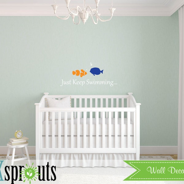 Just Keep Swimming Decal, Under the sea Decal,  Whale family, Nautical decal,  Modern Nursery, Nursery decals