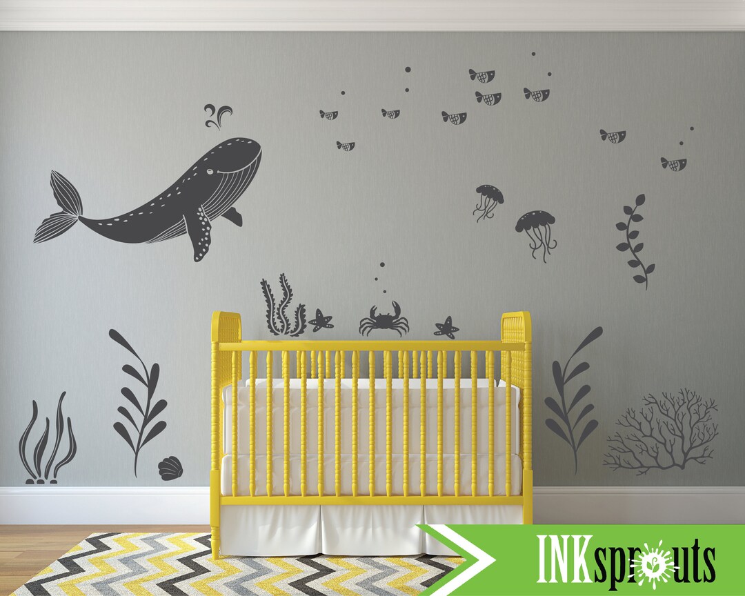 Under the Sea Room Decal 05, Ocean Theme Room, Whale Decal, Nursery