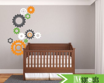 Extra large Gear Decal, Gears, Mechanical Decal, Robot Decal, Transportation decal, Space, Modern Nursery, Nursery decals, Boys room,Pattern