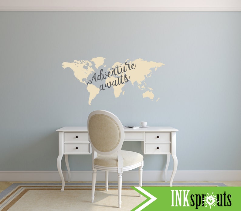 Adventure Awaits Decal World Map Decal Boho Decal Nursery Etsy Canada
