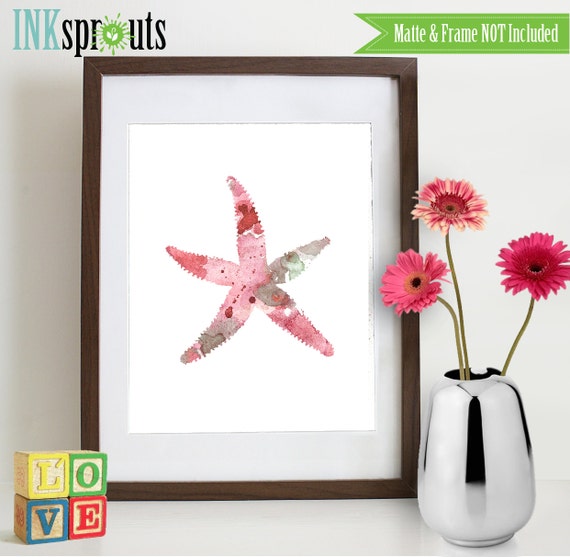 Instant Download - Watercolor Sea Star Print, Starfish, Watercolor silhouettes, Sea Life, Beach theme, Nursery Print, Under the Sea