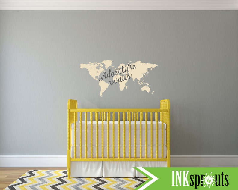 Adventure Awaits Decal World Map Decal Boho Decal Nursery Etsy Canada