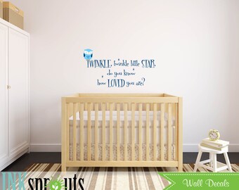 Twinkle little star Decal, Stars, Cute Owl decal, Babys Name,Classic, Simple, Modern Nursery, Nursery decals, Baby Decals,
