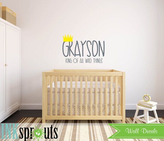 Where the wild things are Inspired Decal, Custom name decal, Wild things quote, Modern Nursery, Nursery decals, Baby Decals,