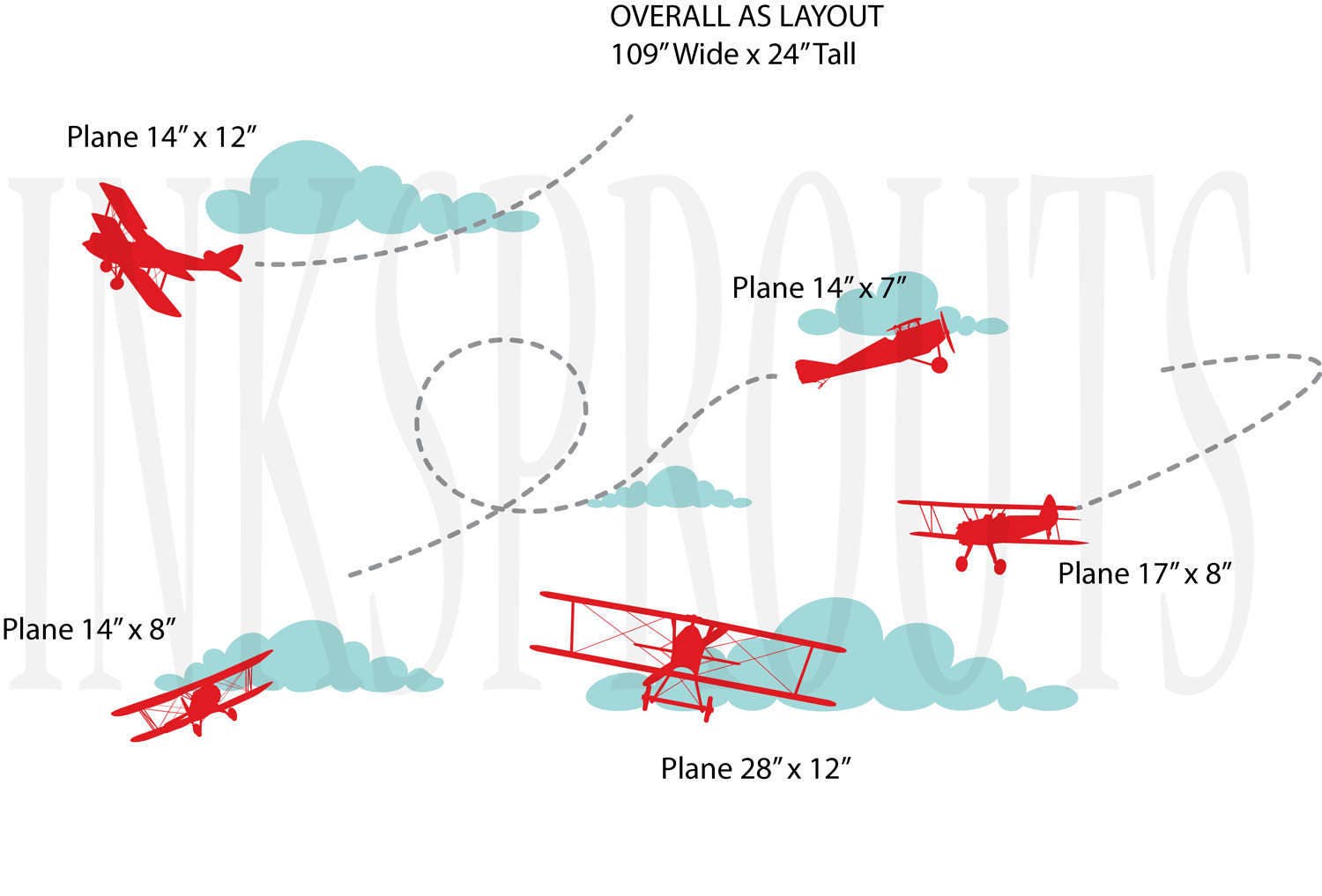 Airplane Decal, Biplane Decal, Large Biplane,transportation Decal, Sky ...