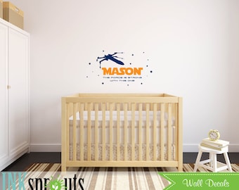 Star Wars Inspired Name Decal, Stars, The force is strong, Starwars, Rocket, Outerspace, Modern Nursery, Nursery decals, Baby Decals,
