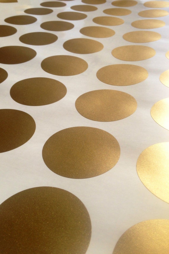 3 inch Metallic Gold Dots, polkadots, gold dots, dot pattern, Modern nursery, shabby chic decal, Nursery decal, confetti