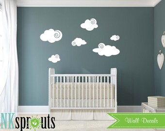 Cute Clouds, Cloud decal, Sunshine, you are my sinshine, Nursery decals, Baby Decals, Rain, Gray Skys