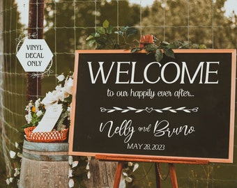 Welcome Wedding Sign Vinyl Decal only, Personalized Wedding, Custom Wedding Signs,  Wedding decals, DIY Wedding, Rustic, farmhouse