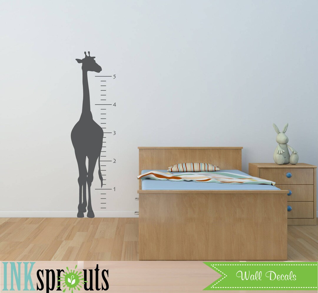 Giraffe Grow Chart Decal, Safari Decal, Jungle Decal, Play Room ...