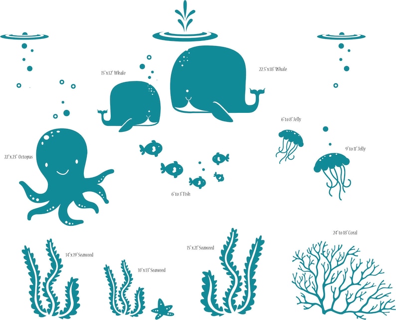 Under the Sea Room Decal Ocean Them Room Whale Decal Etsy Canada