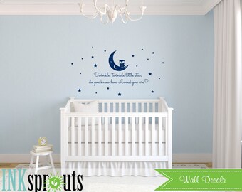 Twinkle little star Decal, Stars, Cute Owl decal, Babys Name,Classic, Simple, Modern Nursery, Nursery decals, Baby Decals,