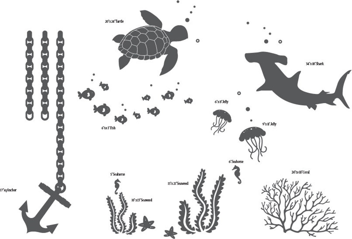 Under the Sea Decal Anchor Nautical Decal Set Ocean Friends Etsy