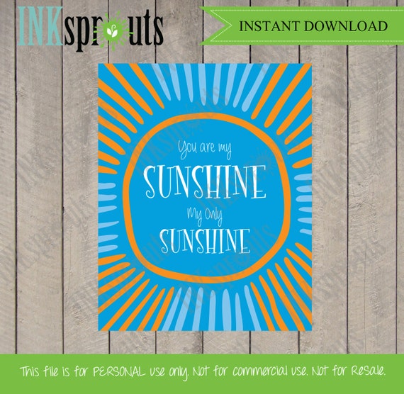 INSTANT DOWNLOAD, You are my Sunshine,Sunshine print, typography, modern nursery print, nursery print, Item 072D