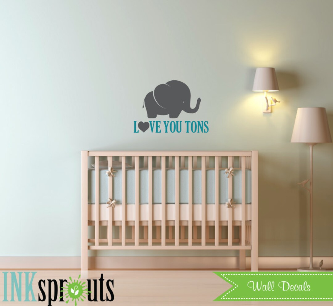 Cute Elephant Decal, Love You Tons, Baby Elephant, Safari Decal, Jungle
