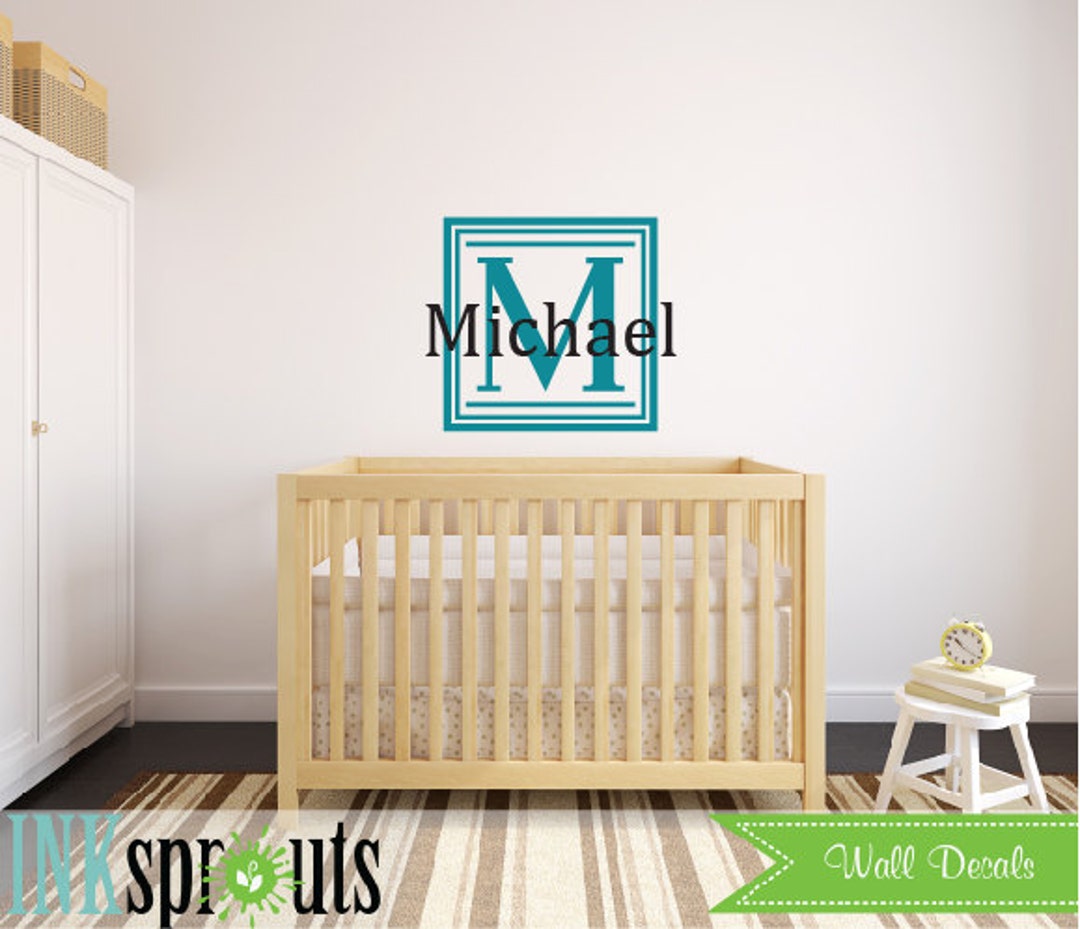 Square Name Monogram Monogram Name Decal, Square Frame Monogram, Monogram Decal, Childs Room ...