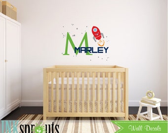 Rocket  with name Decal, Stars, Love you to the moon and back, Starwars, Rocket, Outerspace, Modern Nursery, Nursery decals, Baby Decals,