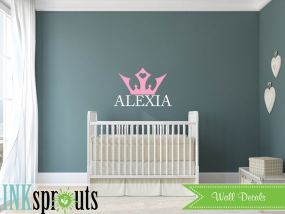 Princess Decal, Name with crown decal, Girls room, Babys Name,Classic, Simple, Modern Nursery, Nursery decals, Baby Decals,