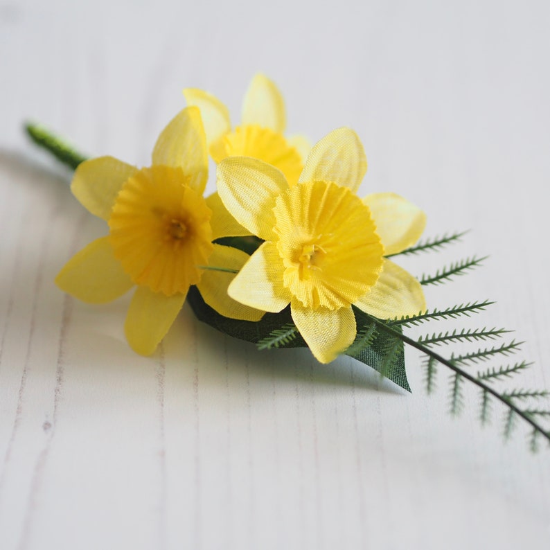 Artificial Daffodil Silk Flowers Wedding Buttonhole / Corsage Etsy