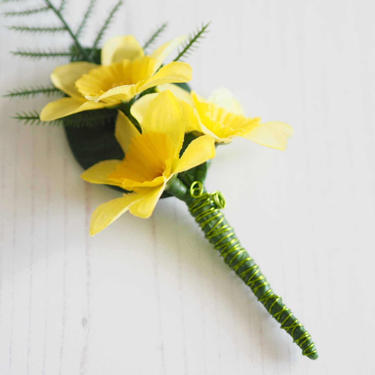 Artificial Daffodil Silk Flowers Wedding Buttonhole / Corsage Etsy