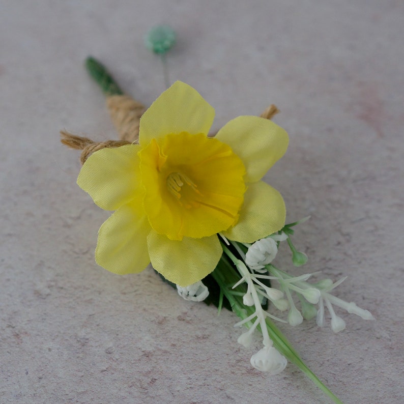 Artificial Daffodil Silk Flower With Twine Stem Buttonhole Etsy