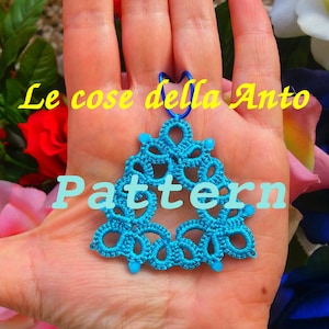 Earrings pendant tatting pattern PDF download tutorial, needle tatting, shuttle