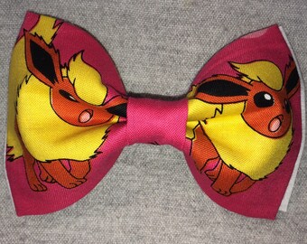 Pokemon Flareon Premium Double Layer Clip-On Bowtie **FREE Domestic SHIPPING**
