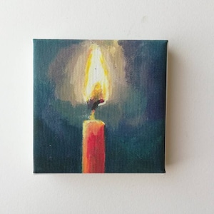 Flame, small canvas print, candle painting , christmas print, small print, flame print, small painting, tiny canvas, mini canvas, glicee