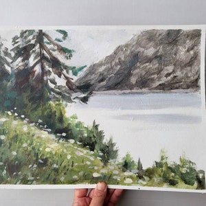 Original landscape painting, acrylics on paper, small painting, original acrylic, small paintings, 10x14 painting, small art, marleenart