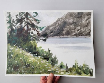 Original landscape painting, acrylics on paper, small painting, original acrylic, small paintings, 10x14 painting, small art, marleenart