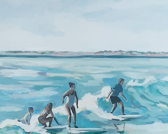 surf painting, acrylic painting, original painting, 32x32 painting, water painting, marleenart, modern painting, square canvas painting, sea