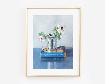 fine art print, anemone painting, flower print, frida kahlo art, floral painting, marleenart, print from original, acrylic painting,