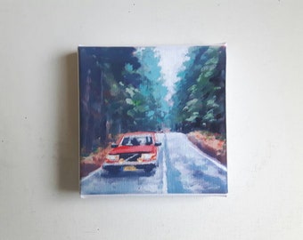 small canvas print, camping painting , mountain print, print canvas, landscape artprint, small painting, tiny canvas, mini canvas 4x4 print