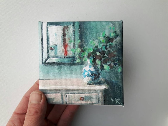 Small Canvas Print, Acrylic Painting , Flower Print, Stillife