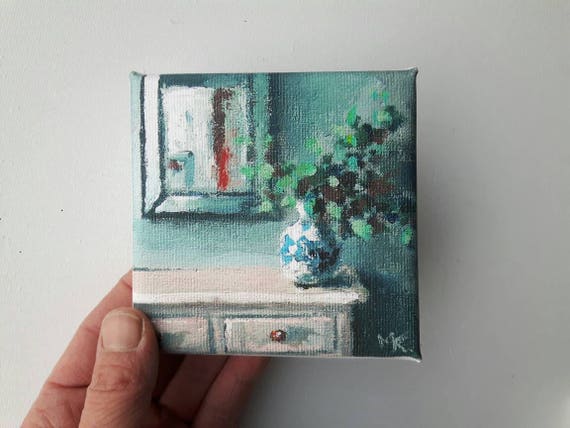 Small Canvas Print, Acrylic Painting , Flower Print, Stillife