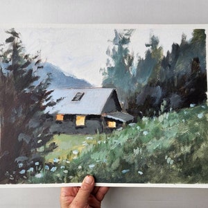 Original landscape painting, acrylics on paper, small painting, original acrylic, small paintings, 10x14 painting, small art, marleenart