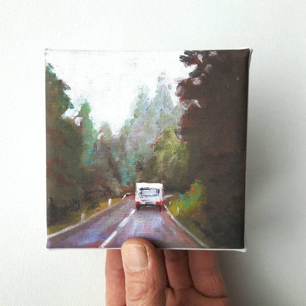 small canvas print, landscape painting , forest print, camper print, landscape print, small painting, tiny canvas, mini canvas 4x4 print