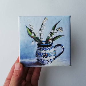 Pequena impressão de flores, impressão em tela, frete grátis, tela pequena, impressão acrílica, pintura floral, impressão de flores, presente para ela, tela glicee