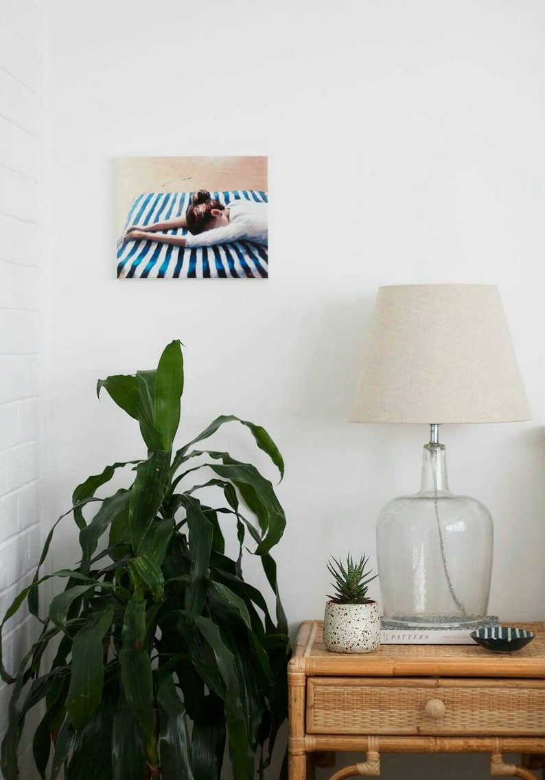 canvas painting 9x12 print sleeping woman glicee on canvas marleenart Woman print on canvas woman print woman painting canvas print