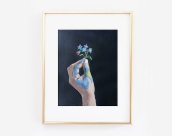 fine art print, forget me not painting, flower print, forgetmenot art, floral painting, marleenart, print from original, acrylic painting,