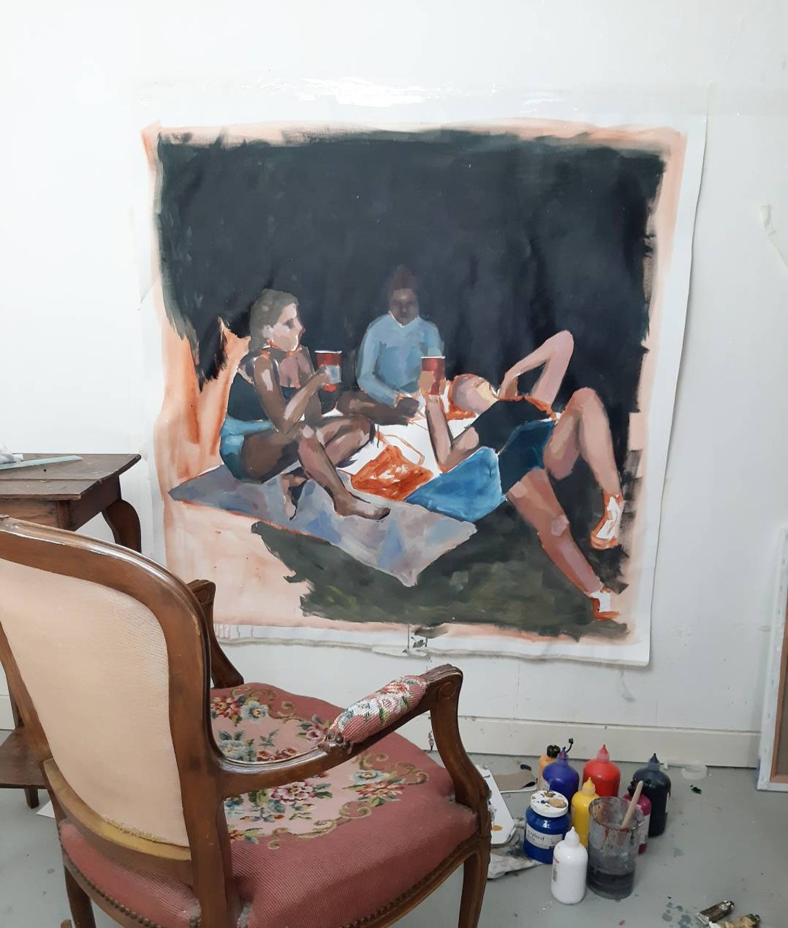 Original friends painting large acrylic painting square Etsy