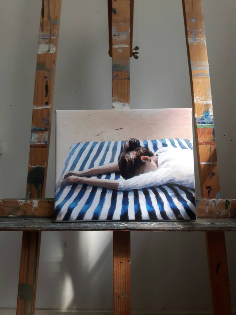 canvas painting 9x12 print sleeping woman glicee on canvas marleenart Woman print on canvas woman print woman painting canvas print