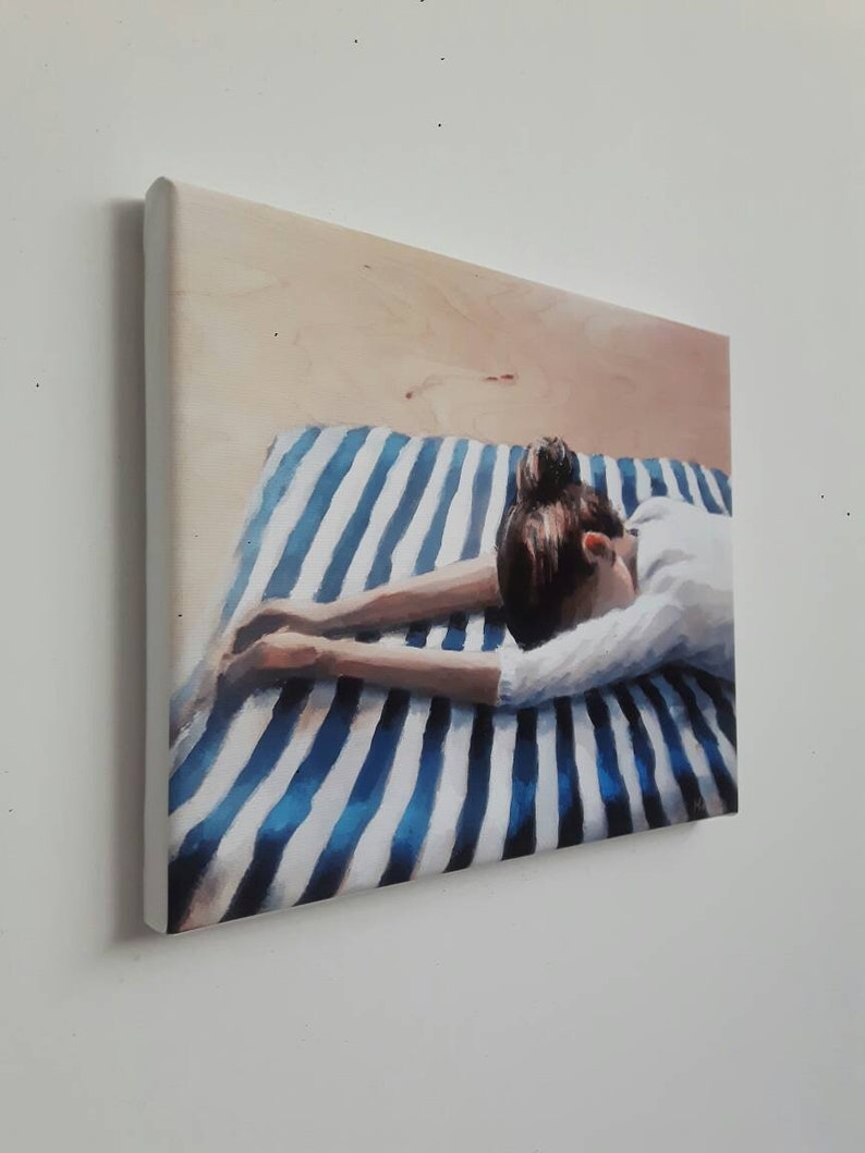 canvas painting 9x12 print sleeping woman glicee on canvas marleenart Woman print on canvas woman print woman painting canvas print
