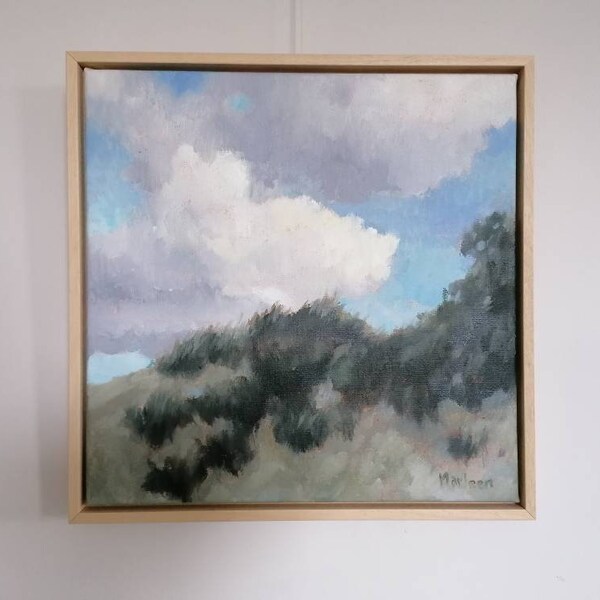 pittura di paesaggio originale, paesaggio ad olio, piccolo dipinto, pittura incorniciata, marleenart, arte paesaggistica olandese,